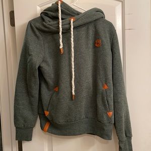 Leather accent sweatshirt